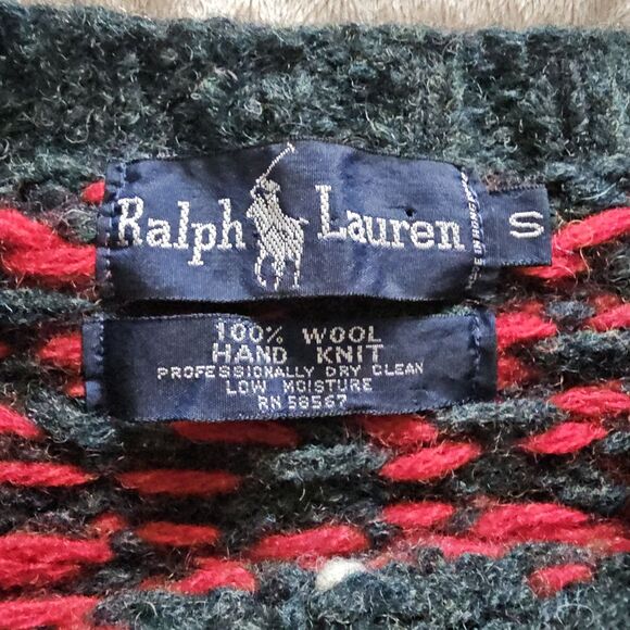 Vintage Ralph Lauren Hand Knit Wool Sweater Bears Fair Isle Nordic Mens S Polo - Picture 3 of 5